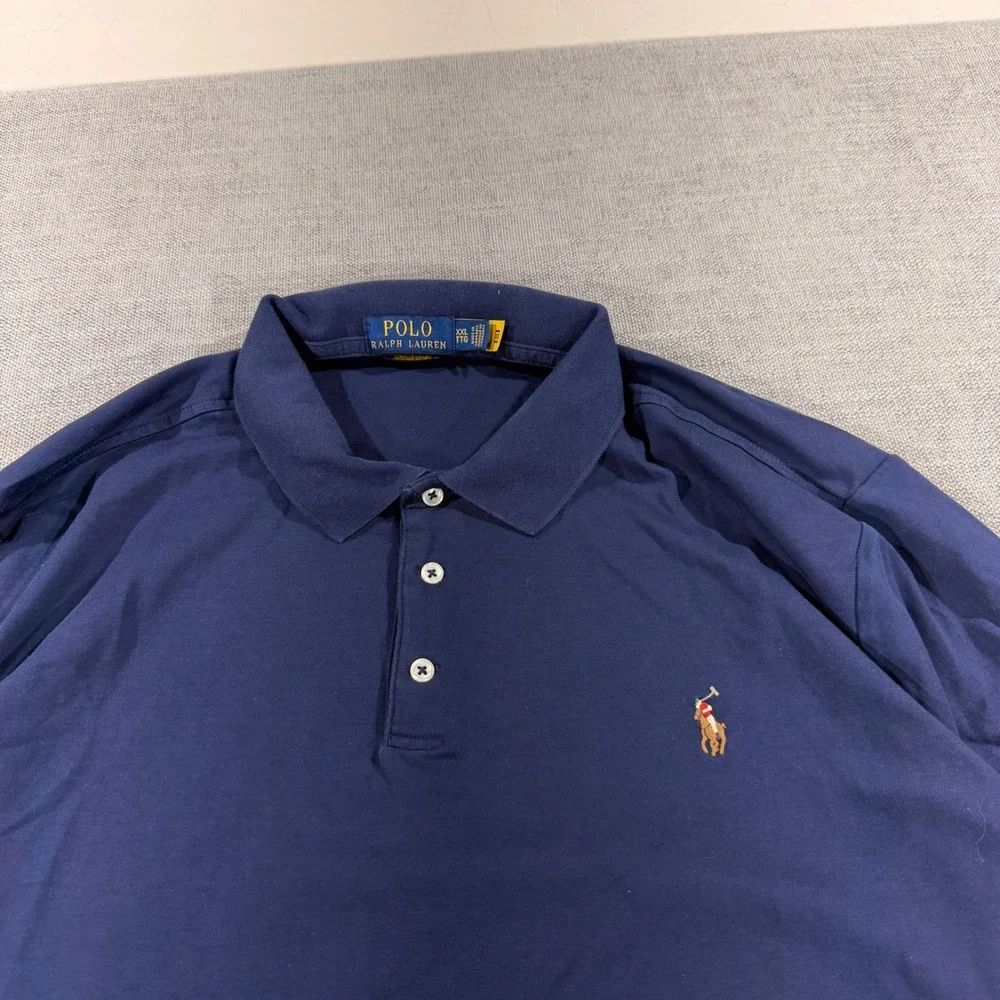 Polo Ralph Lauren Polo Shirt Mens XXL Navy Blue Excellent Custom Slim Fit Pony